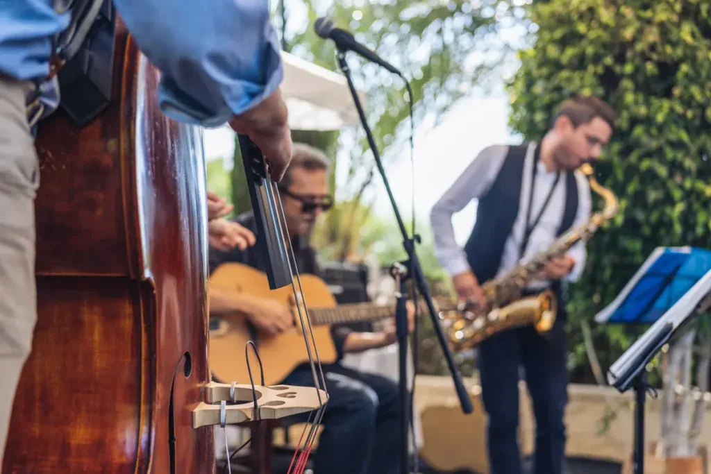 a band plays outdoors. An example of songs for memorials