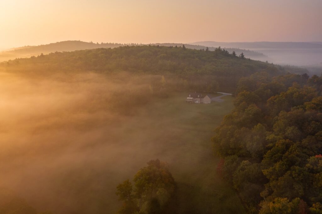 aerial view of the berkshires memorial forest. People might ask what is a columbarium