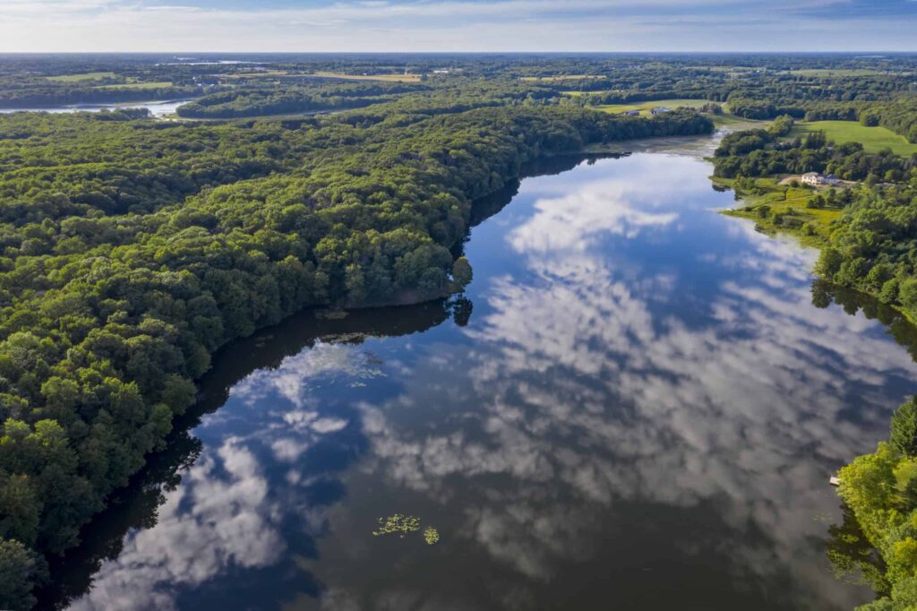 Aerial view of fish lake in st croix
