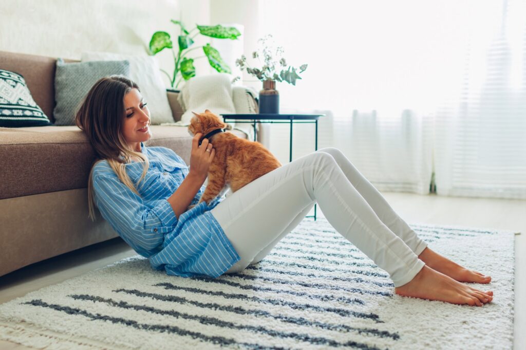 a woman and her cat