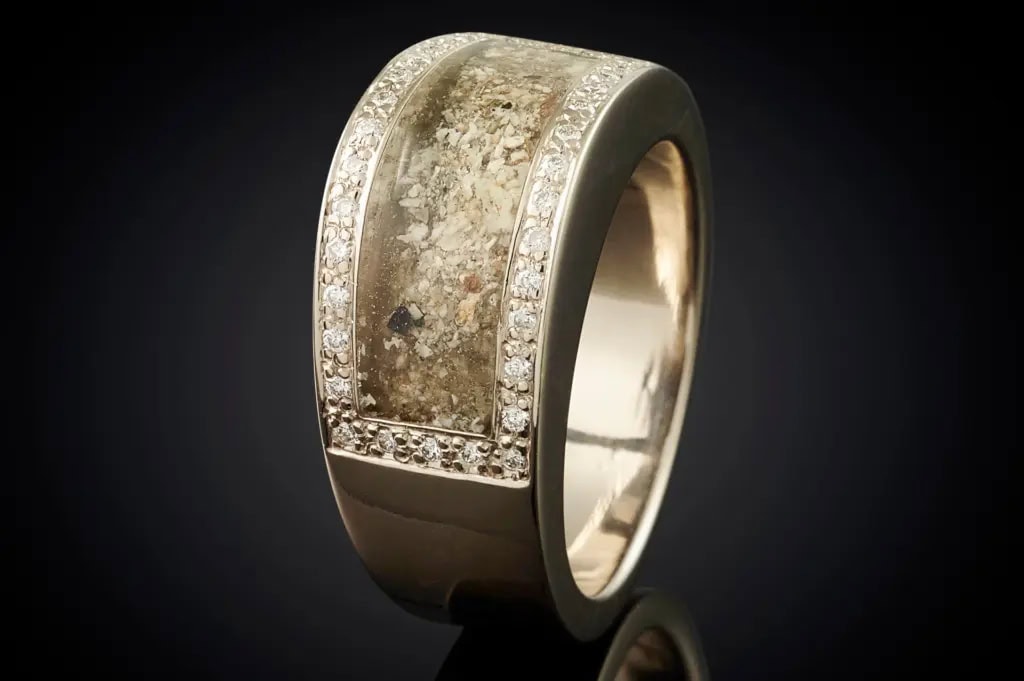 A ring made from ashes of a deceased loved one